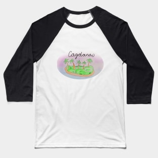 Cagdanao watercolor Island travel, beach, sea and palm trees. Holidays and vacation, summer and relaxation Baseball T-Shirt